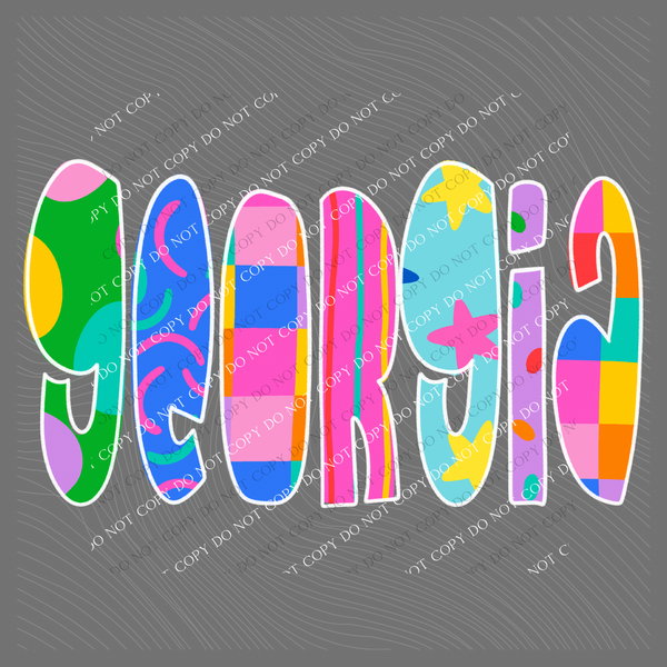 Georgia Color Pop Doodle Digital Design, PNG