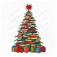 Book Christmas Tree Knitted Digital Download, PNG