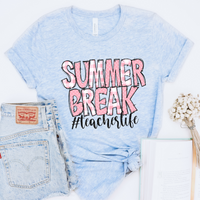 Summer Break #teacherlife Doodle Gingham, Dots & Glitter in Pink Digital Design, PNG