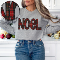 Noel Glitter & Red Plaid Digital Download, PNG