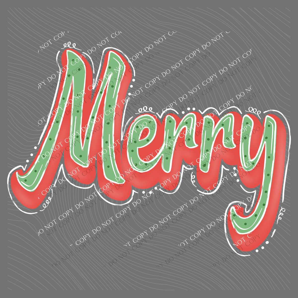 Merry Retro Shadow Doodle Digital Design, PNG