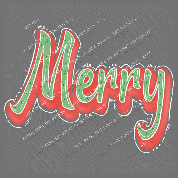 Merry Retro Shadow Doodle Digital Design, PNG