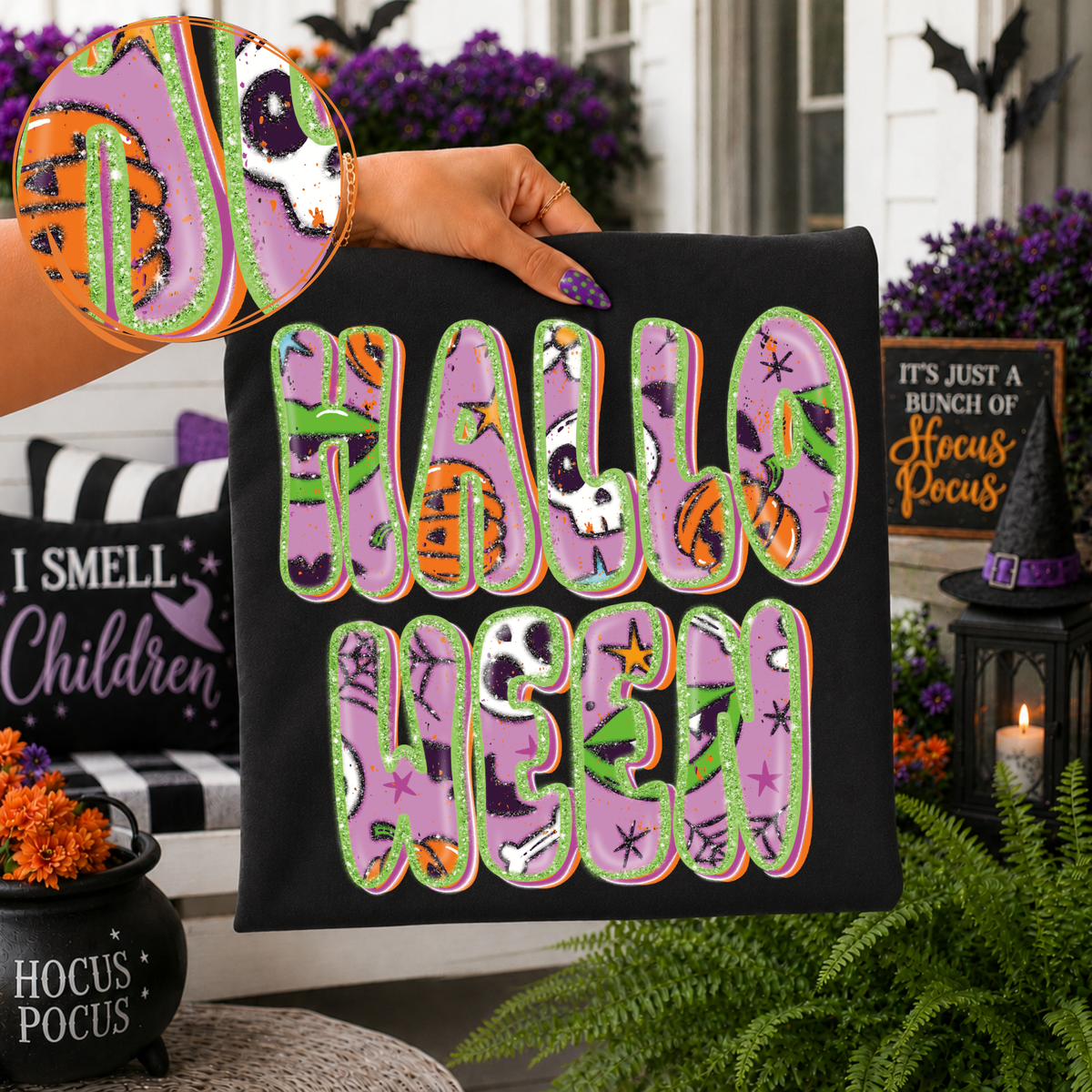 Halloween Glittery Skulls, Lips &  Pumpkins Fall Digital Design, PNG