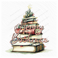 Merry Bookmas Christmas Tree Books Digital Design, PNG