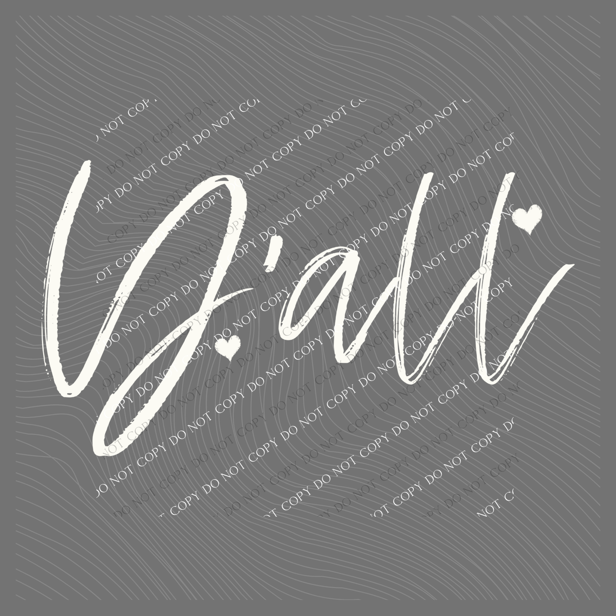 Y’all Script Hearts in Off-white Digital Design, PNG