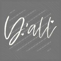 Y’all Script Hearts in Off-white Digital Design, PNG