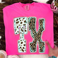 TX Texas Turquoise Glow Gold Foil Western Leopard & Cow Print Digital Design, PNG Only