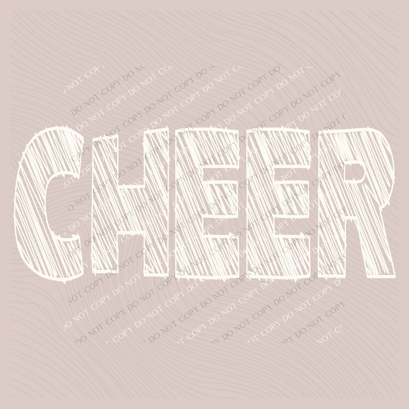 Cheer Scribble in Cream White Digital Design, PNG