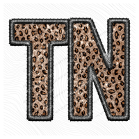 TN Tennessee Embroidery Leopard Sequin with separate Home Sweet Home Script in Black,  Digital Design, PNG