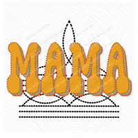 Mama Stitched Drop Shadow with Boot Stitch Digital Design, PNG