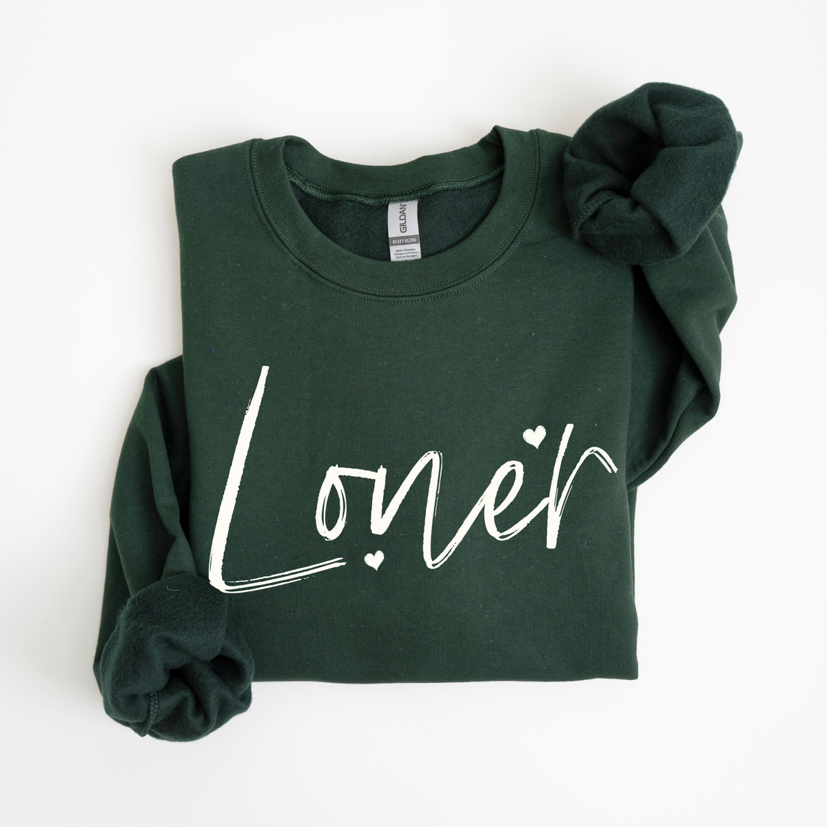 Loner Sketched Script Hearts in Off-white Digital Design, PNG