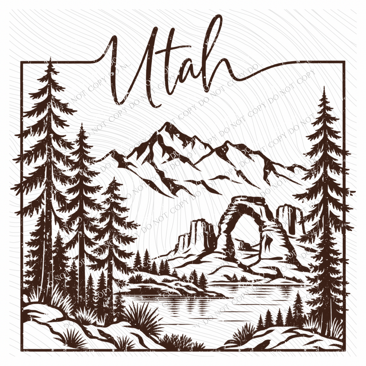 States Nature Scenery Silhouette (includes both brown & cream with purchase) Digital Design, PNG
