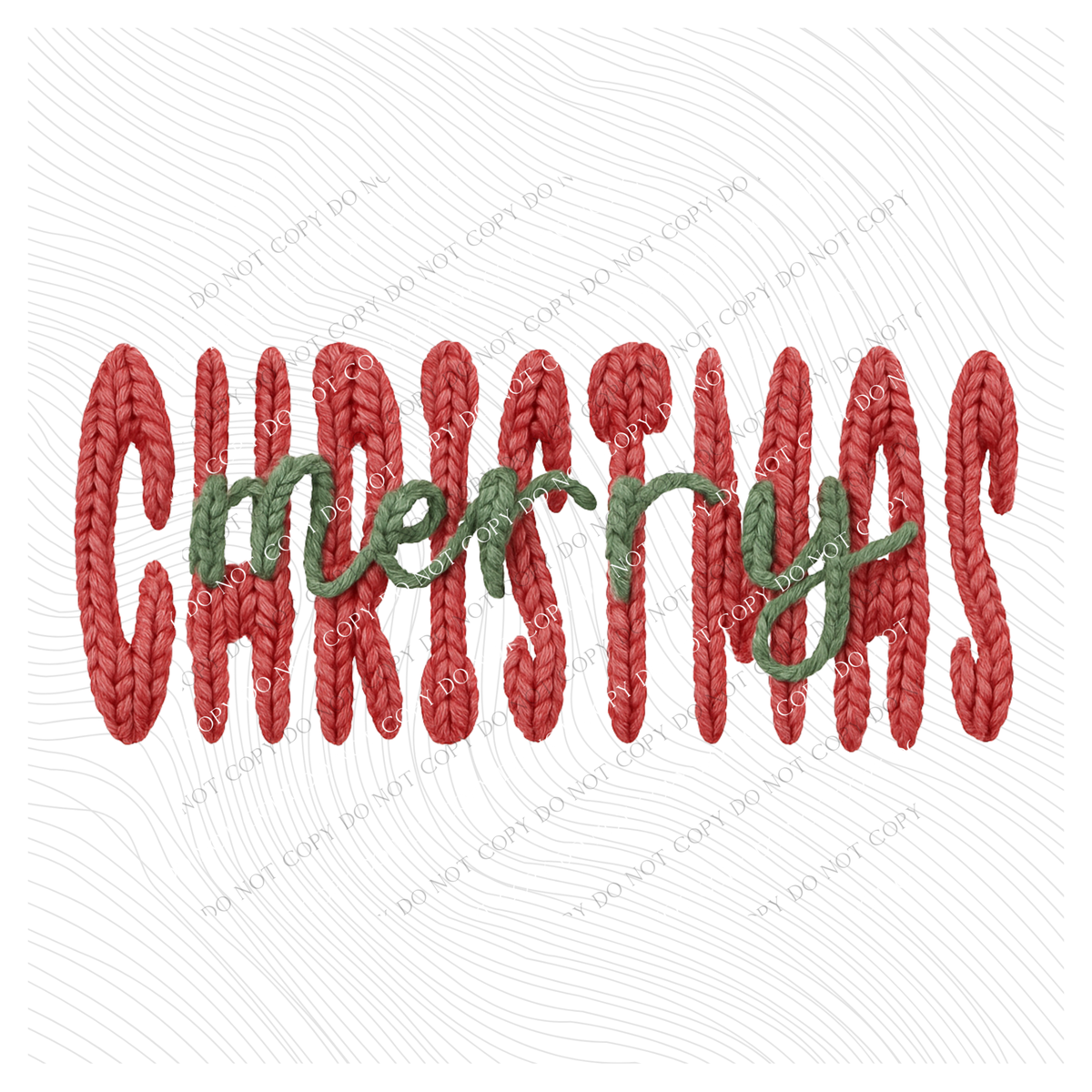 Merry Christmas Yarn Knit Style Digital Download, PNG