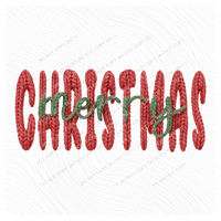 Merry Christmas Yarn Knit Style Digital Download, PNG