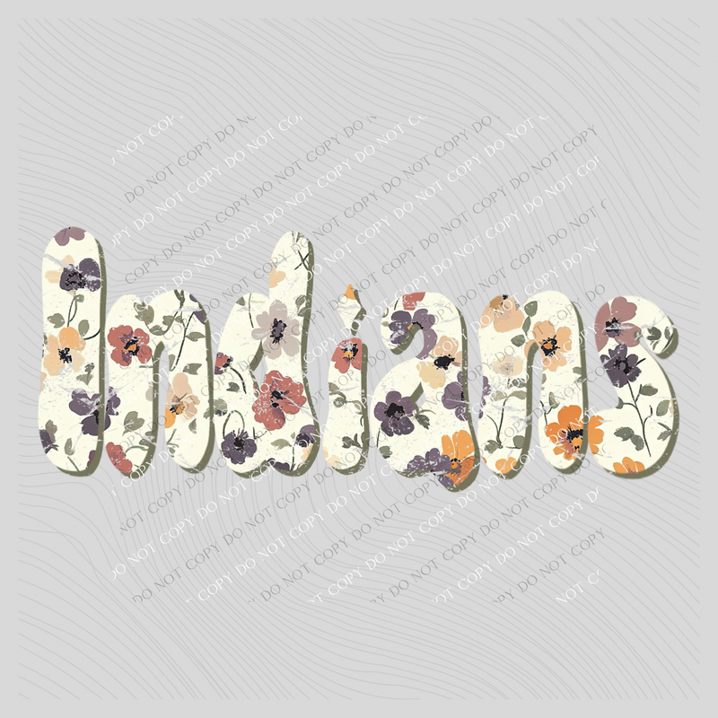 Indians Floral Retro Shadow Distressed Digital Design, PNG