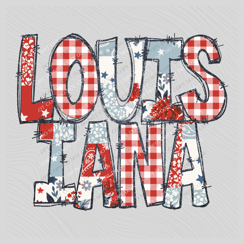 Louisiana Doodle Patch & Glitter Digital Design, PNG