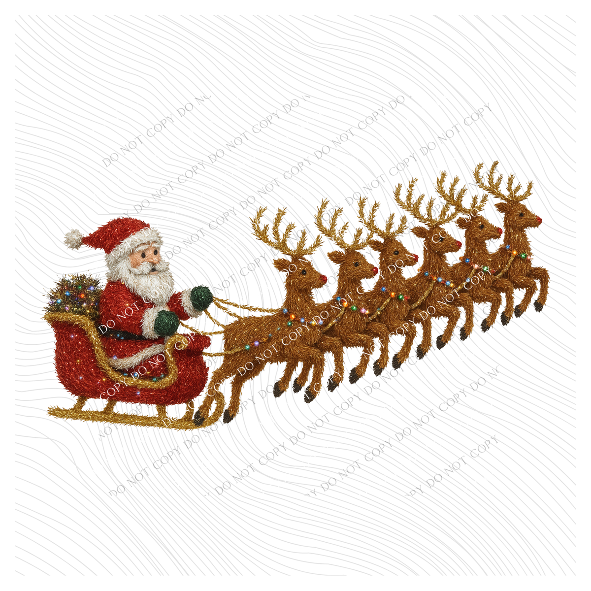 Santa & Reindeer Faux Tinsel Christmas Digital Download, PNG
