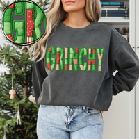 Grinchy Quilted 3D Faux Fabric Patch Digital Design, PNG
