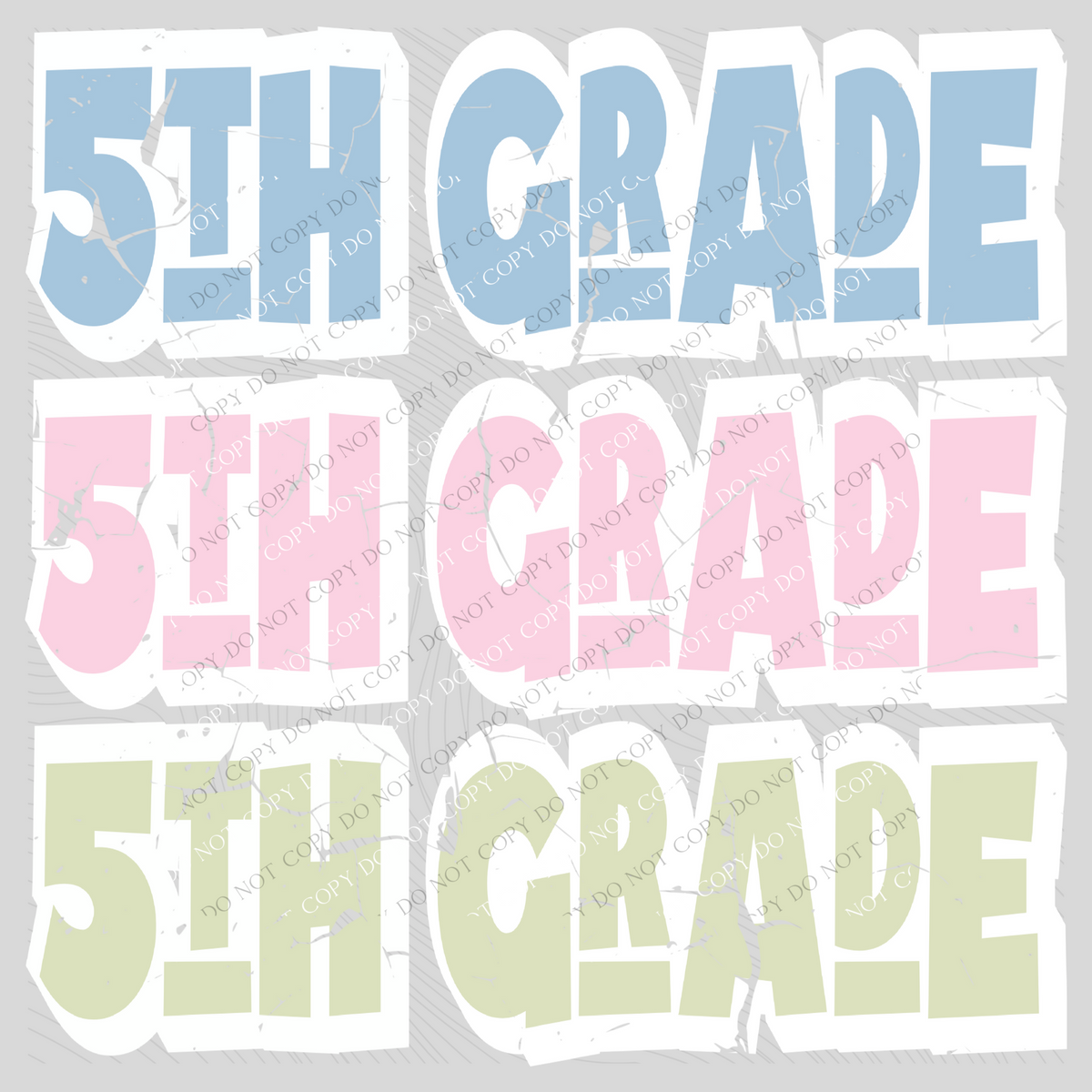 5th Grade Shadow Layer Bubble Stacked Distressed Blue Pink Green Digital Design, PNG