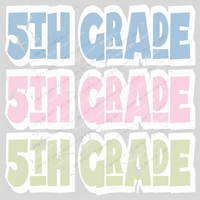 5th Grade Shadow Layer Bubble Stacked Distressed Blue Pink Green Digital Design, PNG