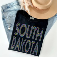 South Dakota Retro Lines Distressed in Fun Pastel Colors Digital Design, PNG