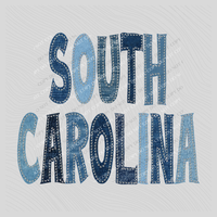 South Carolina Denim Patch Stitched Digital Design, PNG