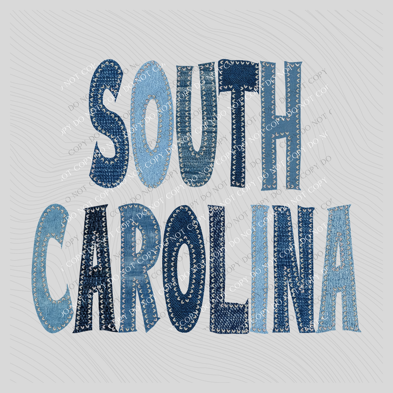 South Carolina Denim Patch Stitched Digital Design, PNG