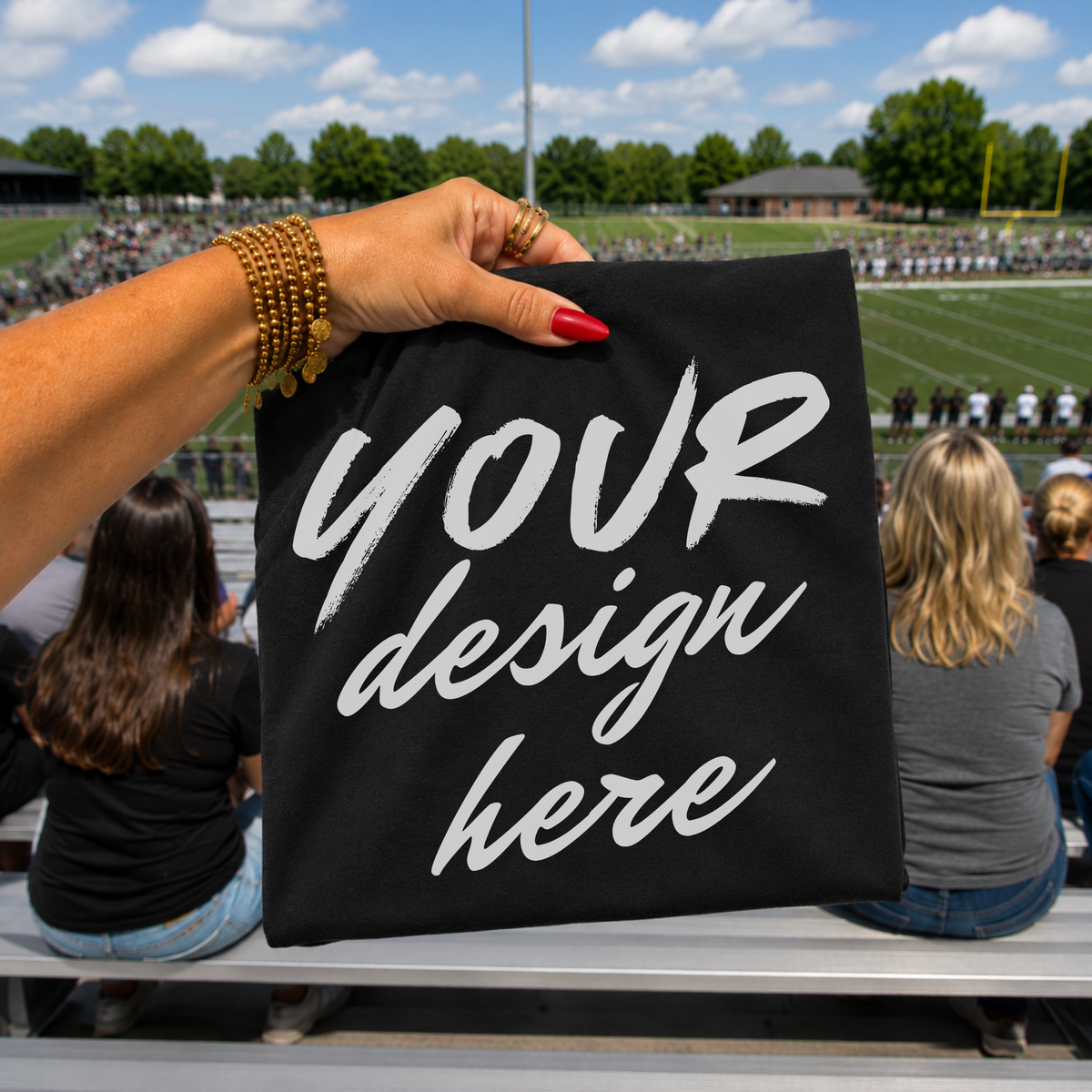 Game Day Sports Flatlay Mockup, Gildan G500 Black