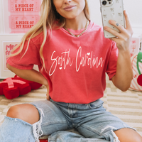 South Carolina Sketched Script Hearts in Off-white Digital Design, PNG