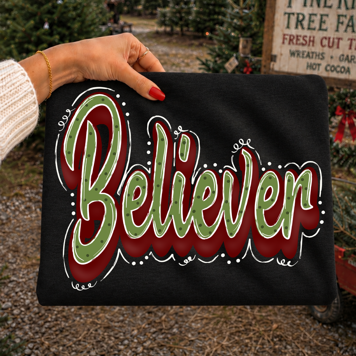 Believer Retro Shadow Doodle Digital Design, PNG