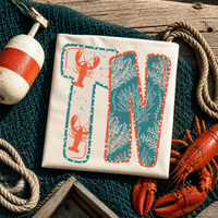 TN Tennessee  Lobster Coral Reef Polka Dot Outline Digital Design, PNG