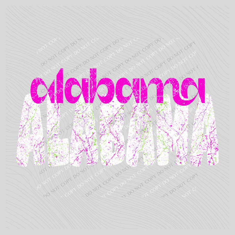Alabama Crackle in Neons & White Digital Design, PNG