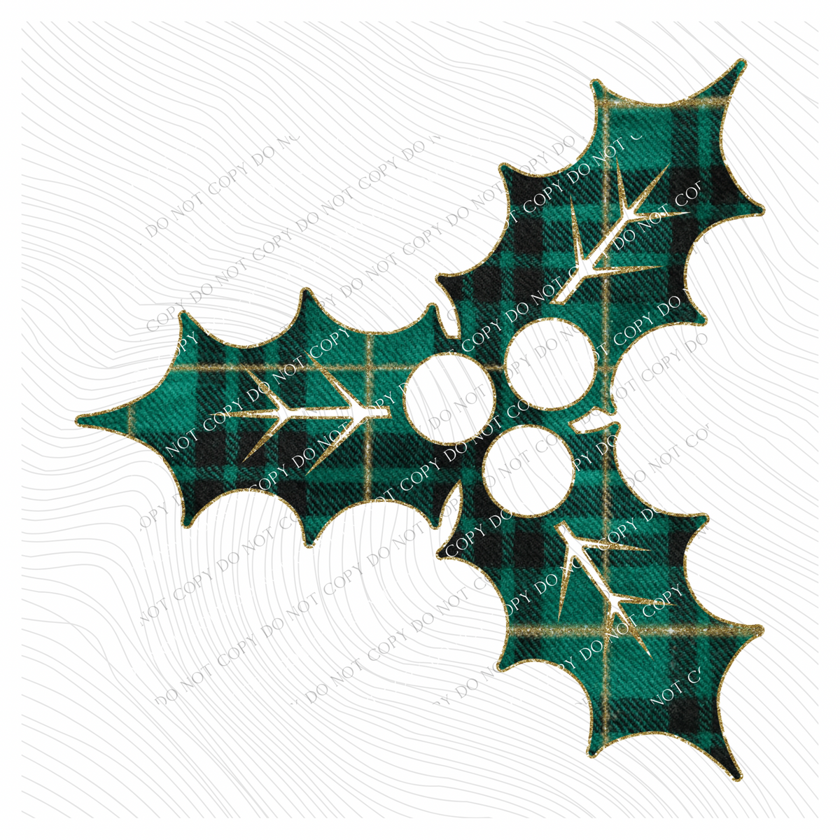 Holly Green Plaid & Glitter Digital Download, PNG