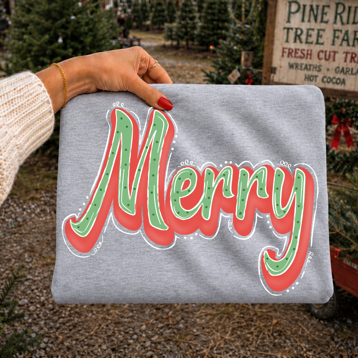 Merry Retro Shadow Doodle Digital Design, PNG