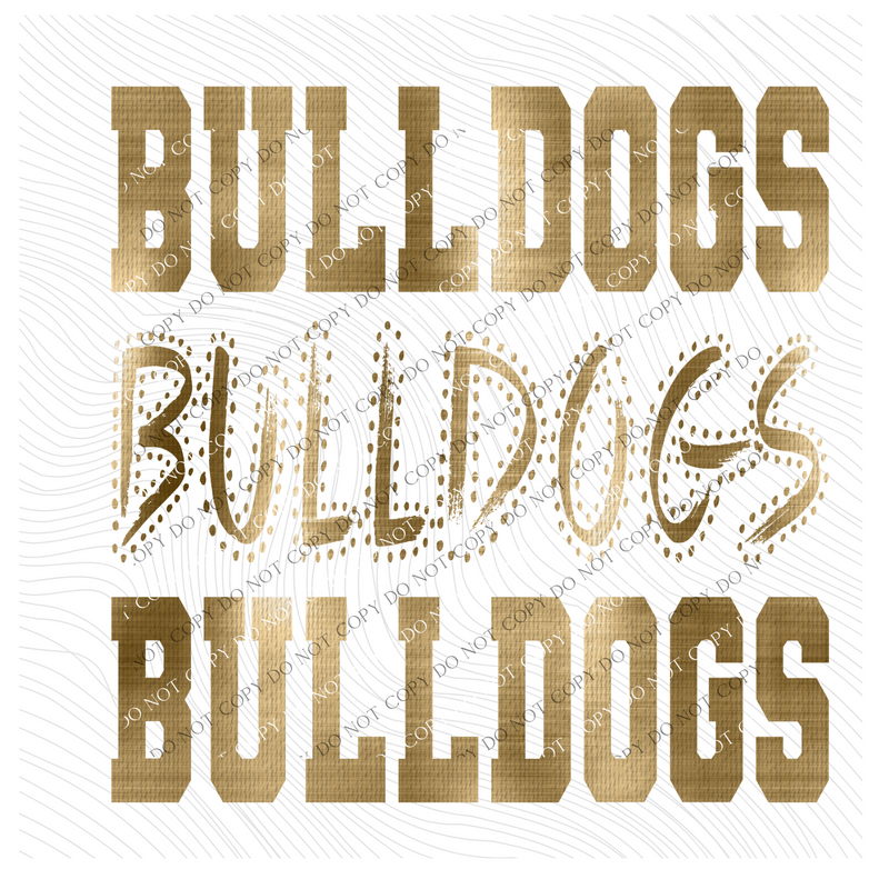 Bulldogs Varsity Polka Dot Texture Foil Gold Digital Design, PNG