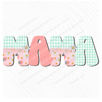 Mama Strawberry Ombre Gingham Polka Dot Digital Design, PNG