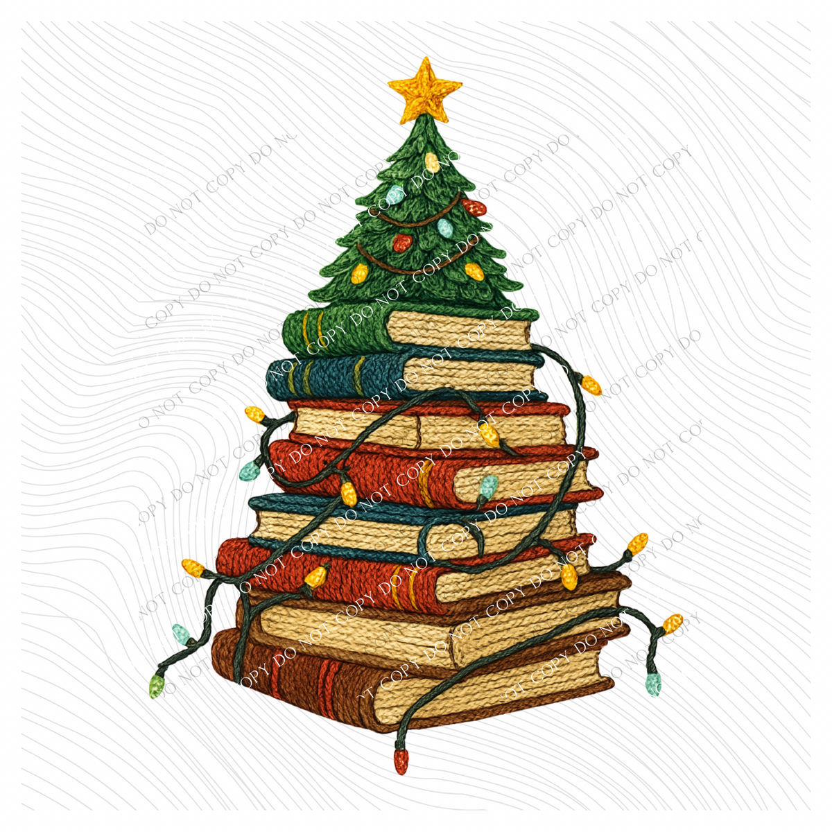 Christmas Book Stack Knitted Digital Download, PNG