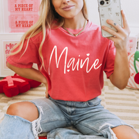 Maine Sketched Script Hearts in Off-white Digital Design, PNG