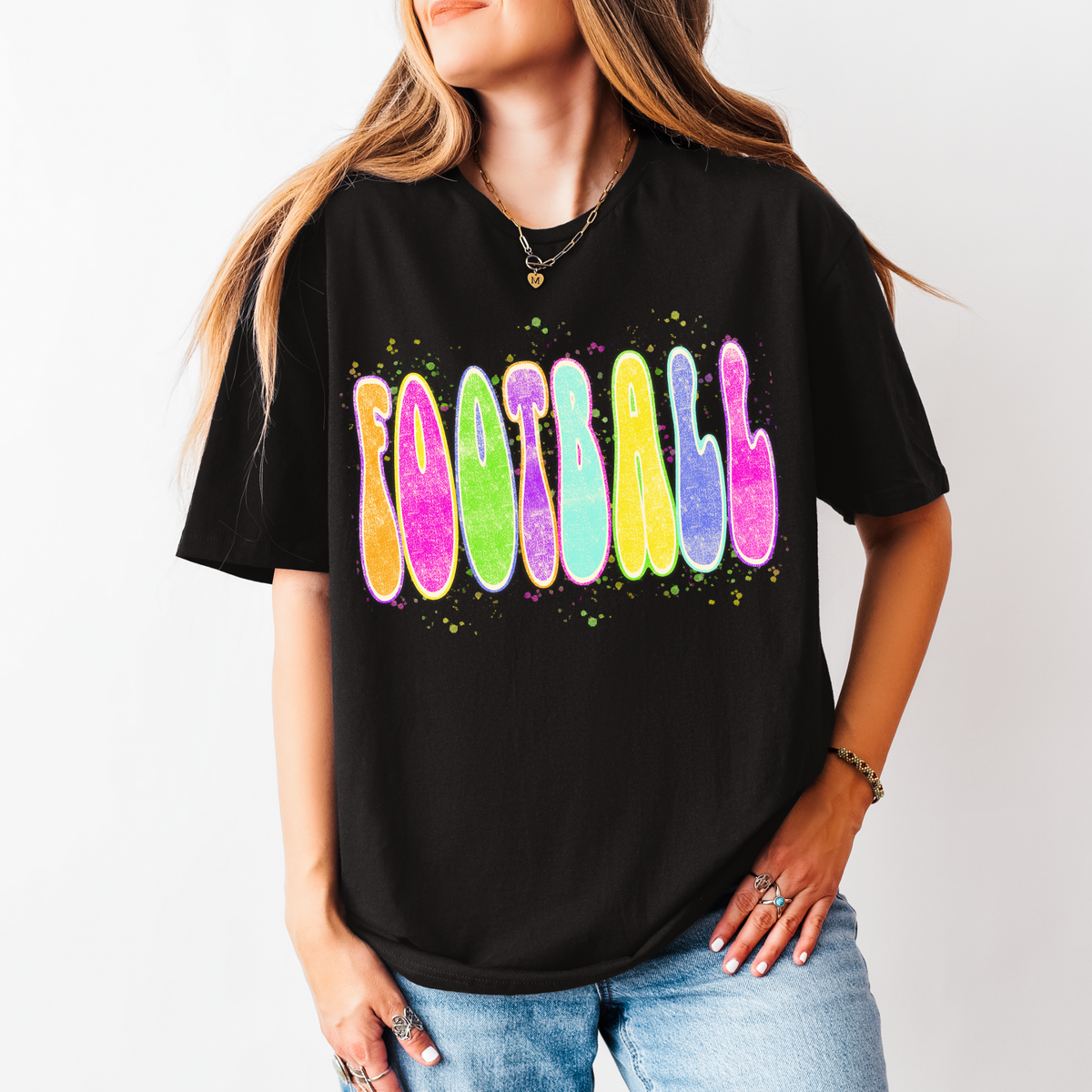 Football Neon Chalky Splatter Digital Design, PNG