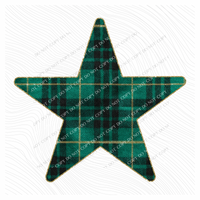 Star Green Plaid & Glitter Digital Download, PNG