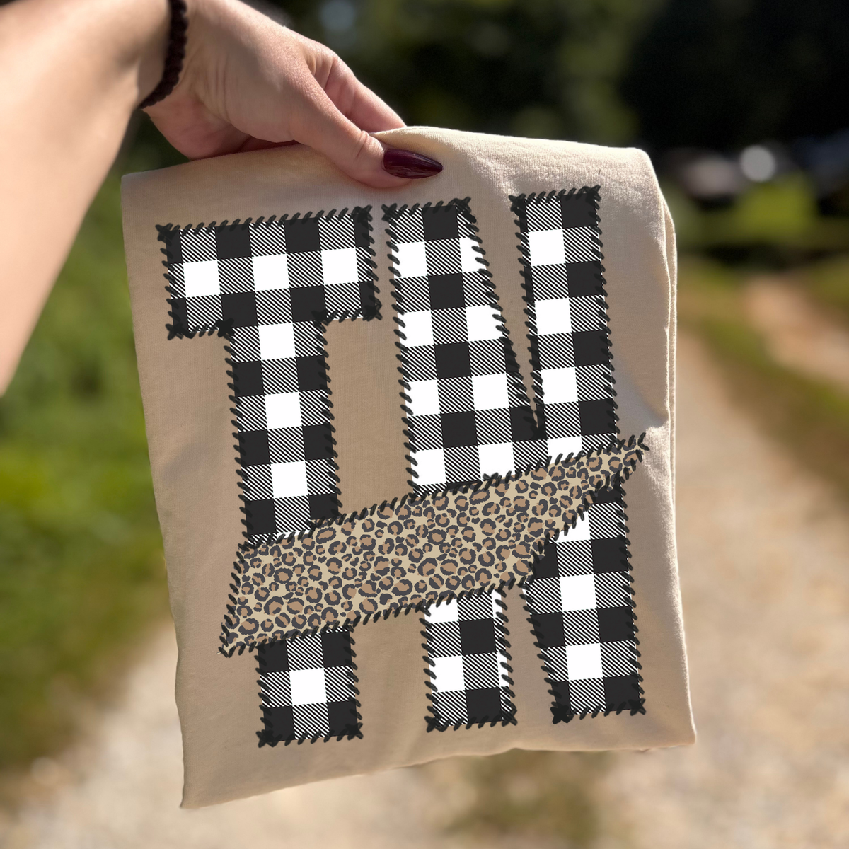 Tennessee TN Stitched Buffalo Plaid & Leopard State Patch Digital Design, PNG