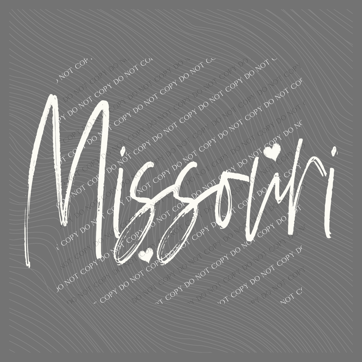 Missouri Sketched Script Hearts in Off-white Digital Design, PNG