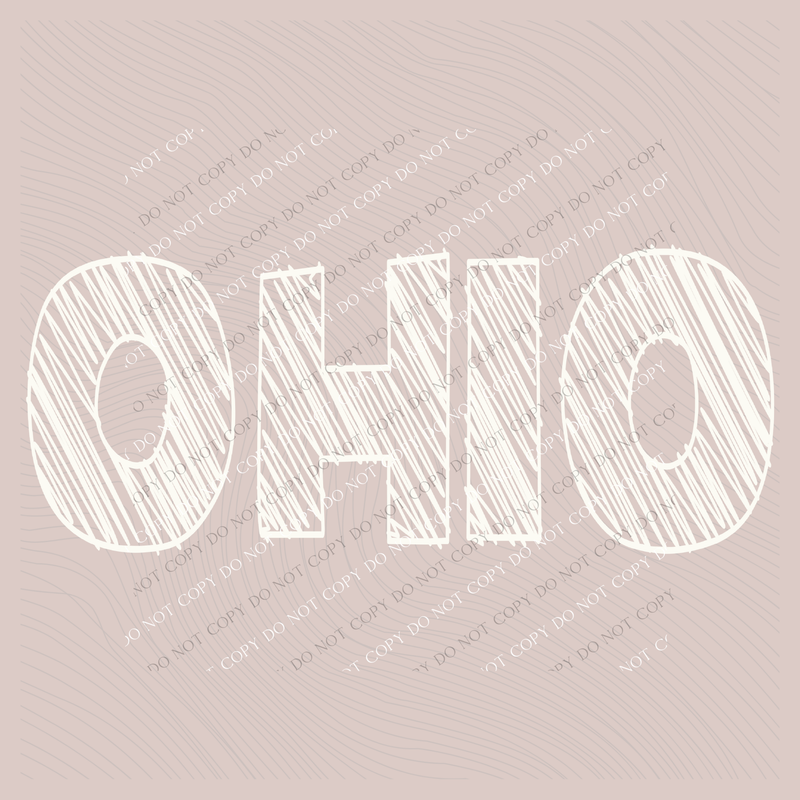 Ohio Scribble in Cream White Digital Design, PNG