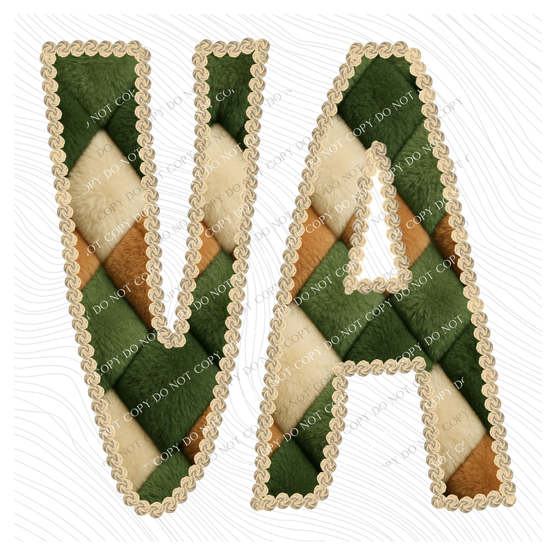 VA Virginia Stitched Argyle Fur Digital Download, PNG