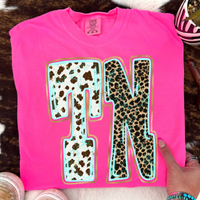 TN Tennessee Turquoise Glow Gold Foil Western Leopard & Cow Print Digital Design, PNG Only
