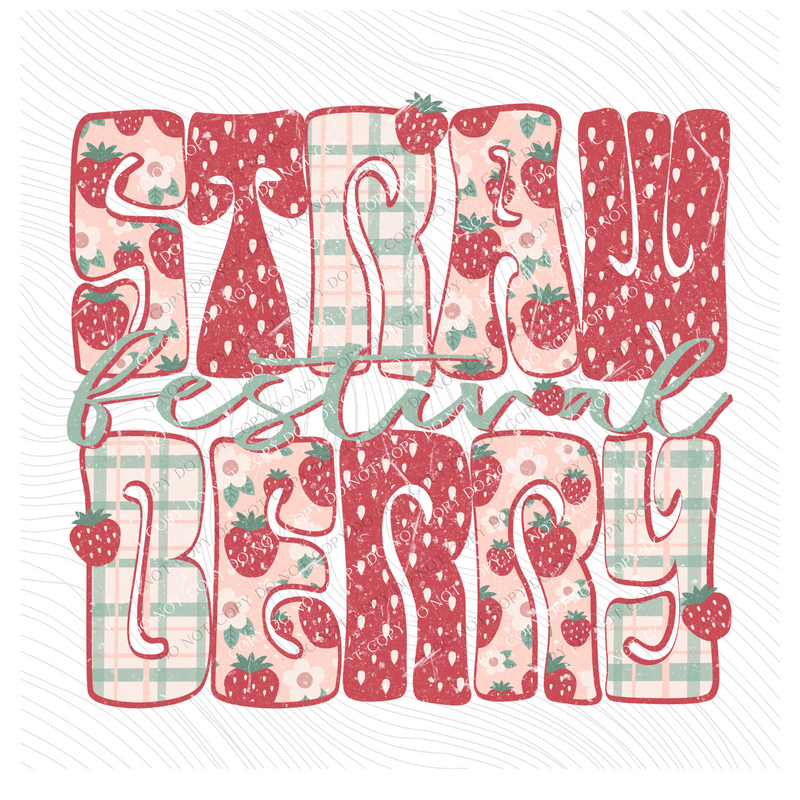 Strawberry Festival Groovy Strawberry Patch Distressed Digital Design, PNG