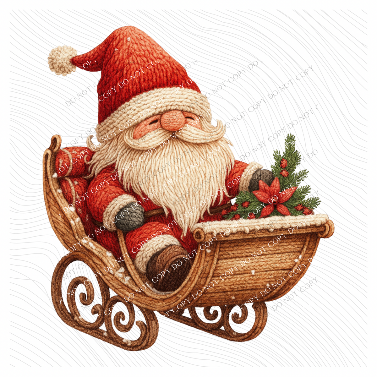 Santa & Christmas Sleigh Knitted Digital Download, PNG
