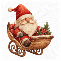 Santa & Christmas Sleigh Knitted Digital Download, PNG