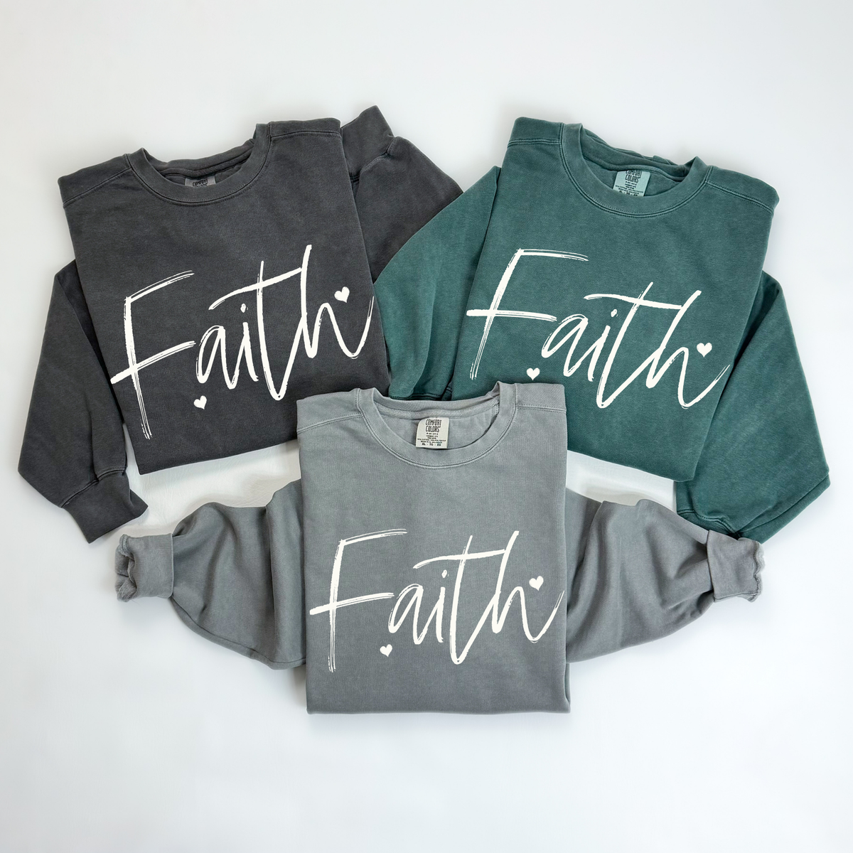 Faith Sketched Script Hearts in Off-white Digital Design, PNG