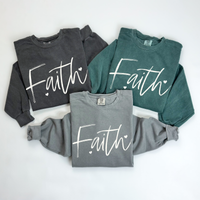Faith Sketched Script Hearts in Off-white Digital Design, PNG